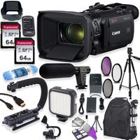 Canon Vixia HF G60 UHD 4K Camcorder with Premium Accessory Kit Including Padded Backpack, Microphone, Video Light & 128GB High Speed U3 Memory