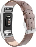 SWEES Bands Compatible for Fitbit Charge 2 Leather Small (5.6" - 7.5"), Genuine Leather Replacement Wristband Metal Connectors Women, Black, Beige, Brown, Grey, Rose Gold, Blue