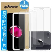 Amuoc Compatible with iPhone 7 Plus Screen Protector | iPhone 8 PlusScreen Protector |iPhone 6 PlusScreen Protector， Tempered Glass Film for Apple iPhone 6 Plus/7 puus/8 Plus. 3-Pack Clear