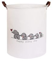CLOCOR Collapsible Round Storage Bin/Large Storage Basket/Clothes Laundry Hamper/Toy Storage Bin (Queue Elephant)