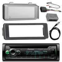 Pioneer DEH-S6200BS Stereo CD Receiver Radio - Bundle with Installation Dash Kit + Handle Bar Control Module + Weathershield Cover + Enrock Wire Antenna for 1998 2013 Harley Touring Motorcycle Bikes