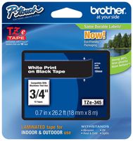 Genuine Brother 3/4" (18mm) White on Black TZe P-touch Tape for Brother PT-1880, PT1880 Label Maker