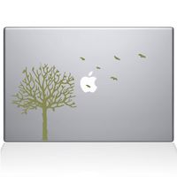 The Decal Guru 2094-MAC-13A-G Tree with Birds Decal Vinyl Sticker, Gold, 13" MacBook Air