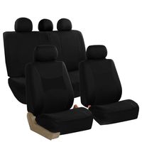 FH Group FB030BLACK115 Full Set Seat Cover (Side Airbag Compatible with Split Bench Black)