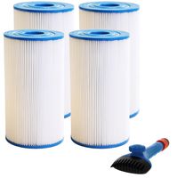 Tier1 Watkins 31489, Pleatco PWK30, Filbur FC-3915, Unicel C-6430 Comparable Replacement Spa Filter 4-Pack Bundle with Tier1 Wand Brush Filter Cleaner