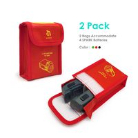 Fireproof Battery Bags Compatible for DJI Spark Drone - Custom Designed Perfectly Fits Your Drone Batteries, Must Have for Safe Charging, Storing - Includes 2 Bags (Red) by Adam Elements