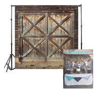 Leowefowa Vinyl Old Barn Door Backdrop 8X8FT Western Cowboy Rural Background for Photography Nostalgia Wood Plank Kids Adults Photo Studio Props