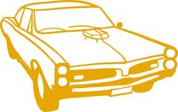 hBARSCI American G.O.A.T Muscle Car Vinyl Decal - 5 Inches - for Cars, Trucks, Windows, Laptops, Tablets, Outdoor-Grade 2.5mil Thick Vinyl - Mustard