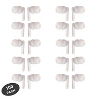 JustJamz Basic Pearl White Headphones Disposable Earbuds Earphones for Kids and Adults, 100 Pack