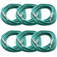 Seismic Audio SATRX-25Green6  6 Pack of Green 25' 1/4"TRS to 1/4" TRS Patch Cables