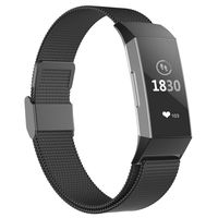 POY Compatible for Fitbit Charge 3 Bands,Replacement Wristbands for Fitbit Charge 3 SE Fitness Activity Tracker, Metal Stainless Steel Bracelet Strap with Unique Magnet Lock for Women Men Black L