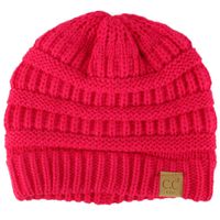 Kids Ages 2-7 Warm Chunky Thick Stretchy Knit Slouch Beanie Skull Hat Neon Pink