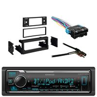 Kenwood Receiver with AM/FM Tuner with Bluetooth with Metra Dash Kit for GM Truck and Van 95-05, Metra Radio Wiring Harness and Metra Antenna Adapter
