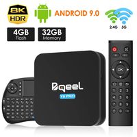Android 9.0 TV Box 4GB RAM 32GB ROM, Bqeel TV Box Android S905X3 Quad-Core 64bit with Dual-WiFi 2.4G/5.0G, 3D Ultra HD 8K4K H.265, BT 4.0 USB 3.0 Smart TV Box with Wireless Mini Keyboard