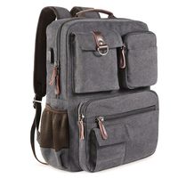 School Backpack Vintage Canvas Laptop Backpacks Men Women Rucksack Bookbags, Gray