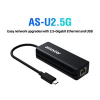 Asustor | AS-U2.5G | USB3.2 Gen 1 Type-C to 2.5GBase-T (RJ-45 2.5 Gigabit LAN) Adapter | for MacBook, Chromebook, Windows 10 or 8.1, and Mac OS