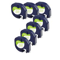 Replace Dymo LetraTag LT-100h Paper Tape 91330 10697, Compatible with DYMO LetraTag Label Makers LT-100T LT-100H QX50, Black Print on White, 1/2 Inch x 13 feet (12mm x 4m), 7-Pack 