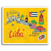 2 x 10cm Cuba Havana Travel Map Vinyl Stickers - Sticker Laptop Luggage #19524 (10cm Wide)