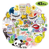 BOENFU 45-Pack VSCO Stickers for Water Bottles, Cute Waterproof Asethetic Trendy 100% Vinyl Stickers for Water Bottle Hydro Flask Laptop Computer Mack