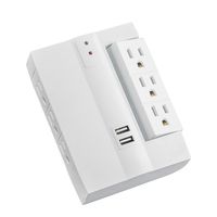 AblePower 6 Outlet Wall Tap Surge Protector Rotating Swivel w/2 USB Ports 300J