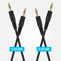 3.5mm Audio Cable Male to Male 6.5ft AUX Cable Extension 2 Pack by HomeSpot for Car, Home Stereos, Speaker, Amplifier, iPhone iPod iPad, Headphones, Sony Beats, Echo Dot & More