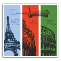 2 x 10cm Paris London Rome Vinyl Stickers - Travel Sticker Laptop Luggage #17735 (10cm Wide)