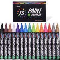 Paint Pens, Lelix 15 Pack Oil Based Permanent Paint Markers for Rock Painting, Wood, Metal, Ceramic, Glass and Almost All Surfaces, Medium Tip with Quick Dry, Water Resistant Ink