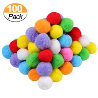 1.5 Inch Assorted Pom Poms for DIY Creative Crafts Decorations, Assorted Colors (100 Pack)