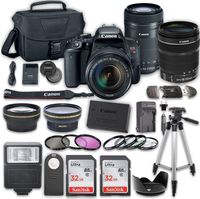 Canon EOS Rebel T7i DSLR Camera Bundle with Canon EF-S 18-135mm f/3.5-5.6 IS STM Lens + Canon EF-S 55-250mm f/4-5.6 IS STM Lens + 2pc SanDisk 32GB Memory Cards + Accessory Kit