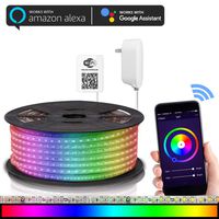 Maxonar LED Strip Lights Works with Alexa WiFi LED Light Strip,RGB Multicolor Waterproof IP65 Strip Light Wireless Smart Phone Controlled DIY Kit Works Amazon echo Google Home(16.4Ft)
