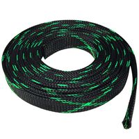 Seismic Audio - EBS1850Green- 50 Feet Green/Black 1/8" Expandable Woven Cable Sleeve Tubing Cord Sock