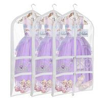 Univivi Clear PVC Dance Costume Bags (3 Pack) Garment Bag 40 Inch for Dance Competitions, with 4 Medium Clear Zipper Pockets and 1 Large Back Zippered Pocket [Upgraded Version] ...