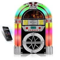 Pyle PJUB25BT Bluetooth Jukebox MP3 Speaker Player LED Lighting, AM/FM Radio, USB/SD Readers with Aux Input