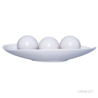 Hosley Decorative Bowl and Orb Set. Ideal Gift for Weddings Special Occasions and for Decorative Centerpiece in Your Living Dining Room O3 (Crackle Ivory)