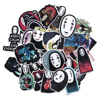 SosoJustgo2 Anime Gintama Tokyo Ghoul One Piece Demon Slayer Sticker Decals Laptop Luggage Sticker Graffiti Sticker Suitcase Car Bike Skateboard Guitar Sticker(Spirited Away 52PCS)