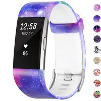 SKYLET Compatible with Fitbit Charge 2 Bands, Silicone Replacement Printed Floral Wristband Compatible with Fitbit Charge 2 Men Women Small Large