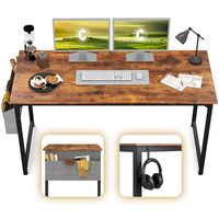 CubiCubi Computer Desk 63" Study Writing Table for Home Office, Modern Simple Style PC Desk, Black Metal Frame, Rustic