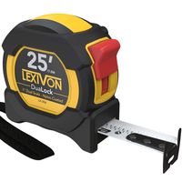 LEXIVON 25Ft/7.5m DuaLock Tape Measure | 1-Inch Wide Blade with Nylon Coating, Matte Finish White & Yellow Dual Sided Rule Print | Ft/Inch/Fractions/Metric (LX-206)