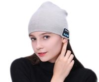 Bluetooth Cap Bluetooth hat Unisex Music hat Outdoor Sports Winter Warm Knit hat Built-in Wireless Stereo Speakers and Microphone Cap (Gray)