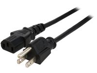 Rosewill 3' 18 AWG Power Cord/Cable with 3-Conductor PC Socket C13/5-15P (RCPC-14002)