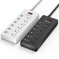 QOLIXM Surge Protector Power Strip 6 AC Outlets with 6 Smart USB Charger Ports Plug Strip with 6 Foot Heavy Duty Extension Long Cord 1625W/13A(Black+White)