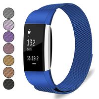 Mosonoi Compatiable with Fitbit Charge 2 Bands, Adjustable Metal Straps Replacement Bands Charge 2 Accessories Fit for Fitbit Charge 2 Smartwatch Women Men(Small, Blue)