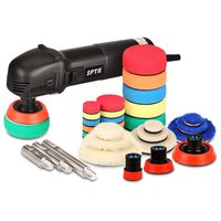 SPTA Mini Polishing Machine Rotary Polisher RO Polisher Auto Detailing Superpolish with 27Pcs Detail Polishing Pad Mix Size Kit Buffing Pad and 75mm,100mm,140mm M14 Thread Extension Shaft