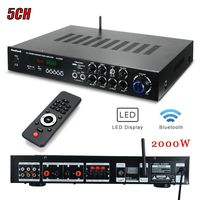 2000W Bluetooth Karaoke Hi-Fi Amp Power Amplifier - 5 Channel Stereo Audio Home Theater Speaker Sound Power Receiver w/USB, Micro SD, FM Radio