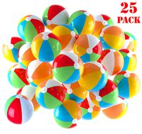 Inflatable Beach Balls 5 inch for The Pool, Beach, Summer Parties, Gifts and Decorations | 25 Pack Mini Blow up Rainbow Color Beach Balls (25 Balls)