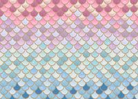 LYWYGG 7x5FT Mermaid Scales Photography Background Microfiber Watercolor Fish Scales Backdrop Summer Backdrops CP-180