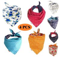 FUNPET 4 Pcs Dog Bandana Triangle Bibs Bright Coloured Scarfs Accessories for Pet Cats and Baby Puppies