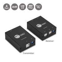 SIIG 4-Port USB 2.0 Extender Over CAT5e/6 Cable 264ft(80m) - Plug and Play, High Speed Transfer, for PC, Surveillance, Video Conference, Gaming (JU-EX0311-S1)