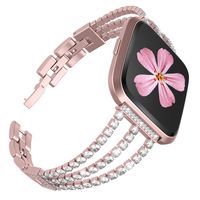 TOYOUTHS Stainless Steel Bands Compatible with Fitbit Versa/Versa 2/Versa Lite & Special Edition for Women Dressy Bracelet Metal Replacement Wristbands Strap Diamond Bangle Accessories Rose Gold