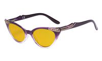 Eyekepper Ladies Blue Light Blocking Glasses with Amber Filter Lens - Cateye Computer Eyeglasses Women - Purple-Transparent